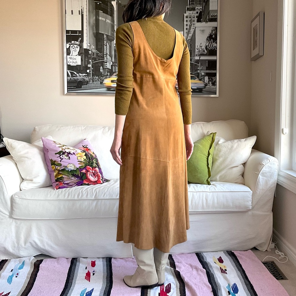 Suede sleeveless beaded midi dress - Picture 4 of 15